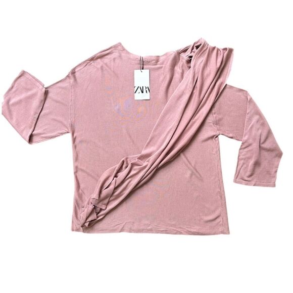 Zara Knit Sweater with Scarf Soft Pink Sz Sm/Med - Picture 3 of 5